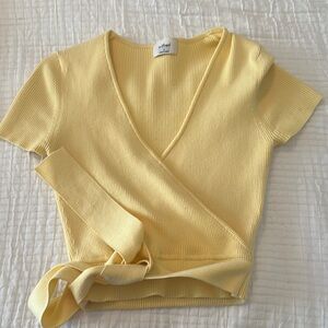 Wilfred Yellow Wrap Blouse with Tie Front